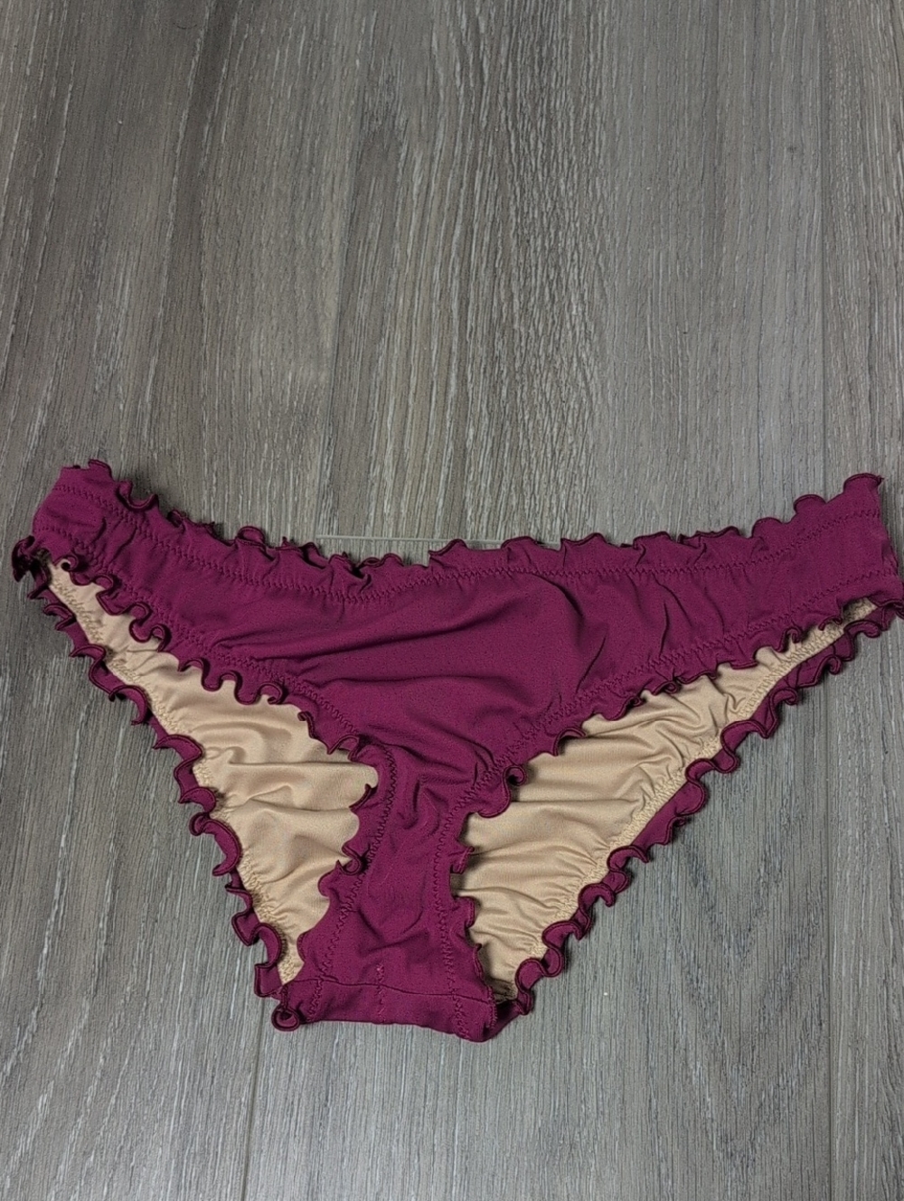 Shade & Shore Berry Ruffle Bikini Bottom with Nude Lining